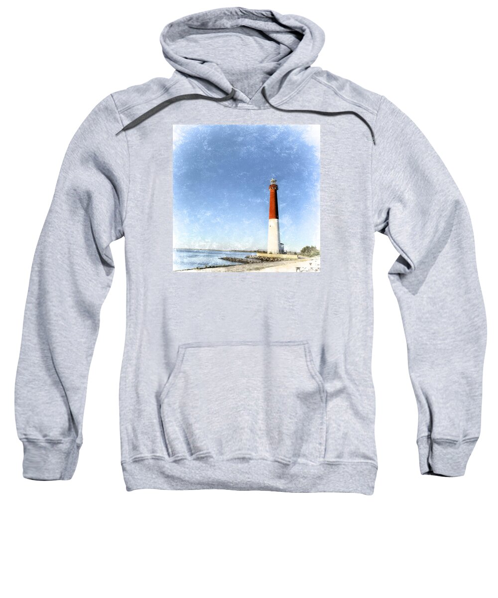 Barnegat Lighthouse Sweatshirt featuring the photograph Retro Barnegat Lighthouse Barnegat Light New Jersey by Marianne Campolongo