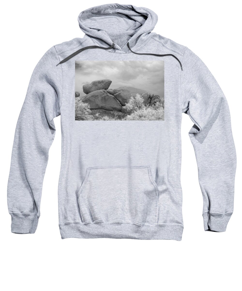 Landscape Sweatshirt featuring the photograph Rocks Under IR Sky by Michael McGowan