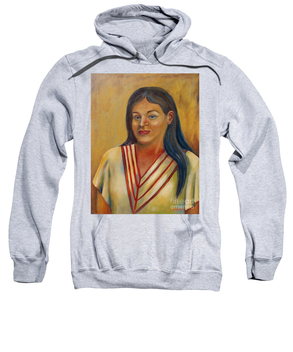 Aztec Sweatshirt featuring the painting Royal Maiden Xochitl by Lilibeth Andre