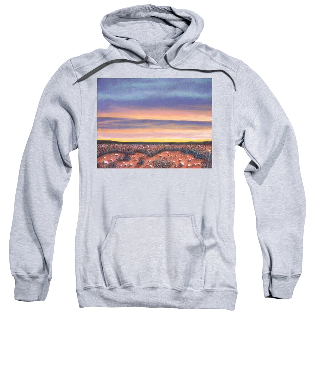 Sagebrush Sweatshirt featuring the pastel Sagebrush Sunset A by Michael Heikkinen