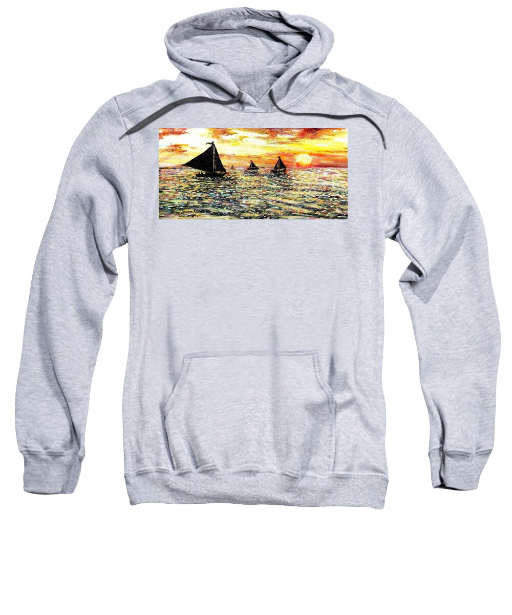 Ocean Sweatshirt featuring the painting Sail Away With Me by Shana Rowe Jackson