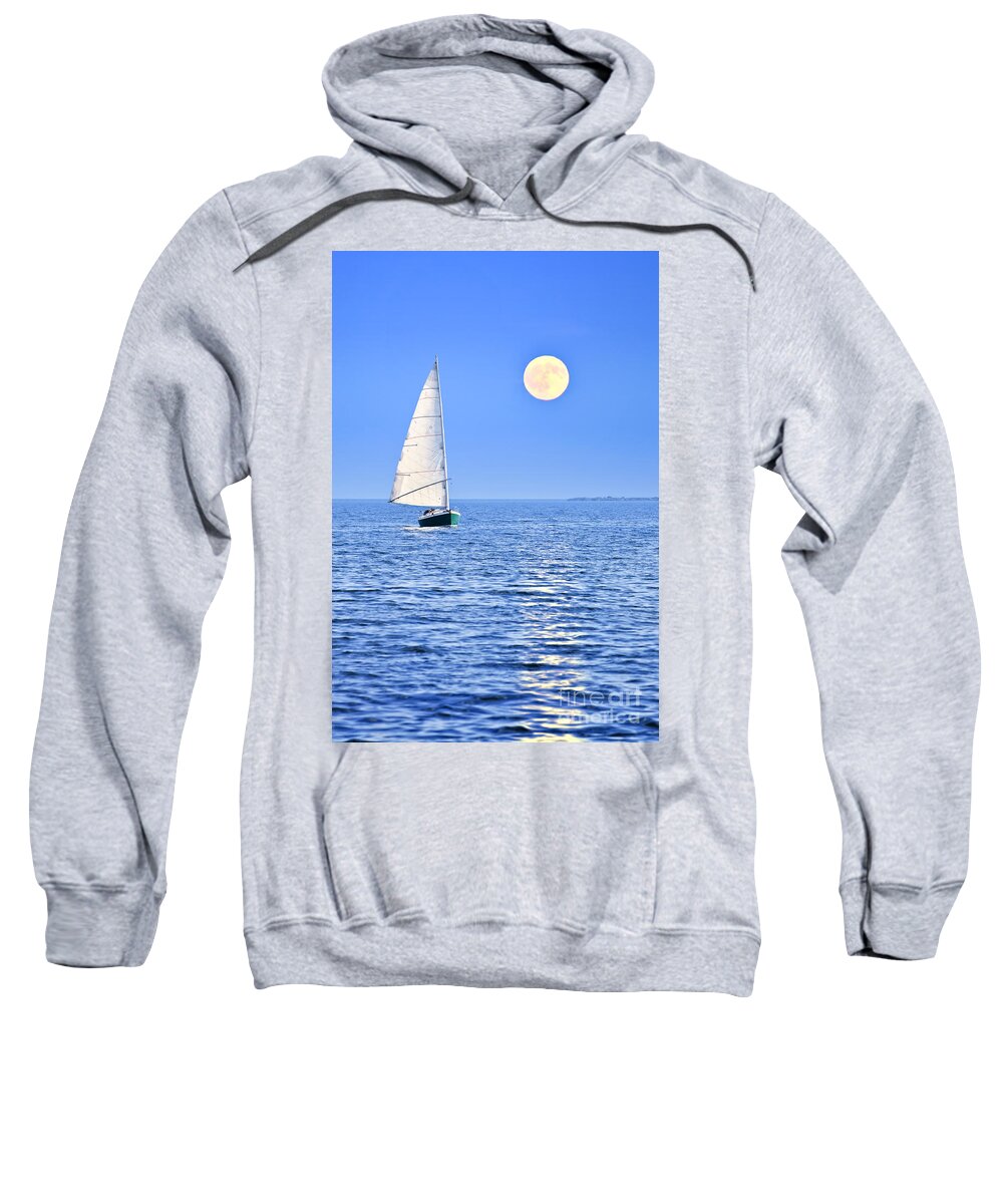 Sail Sweatshirt featuring the photograph Sailing at full moon by Elena Elisseeva