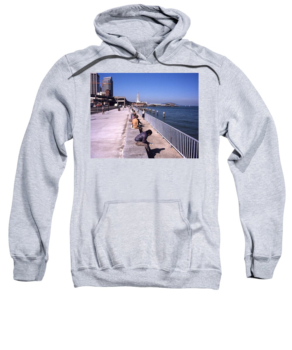 San Francisco Waterfront Sweatshirt featuring the photograph San Francisco Waterfront 1975 by Lee Santa