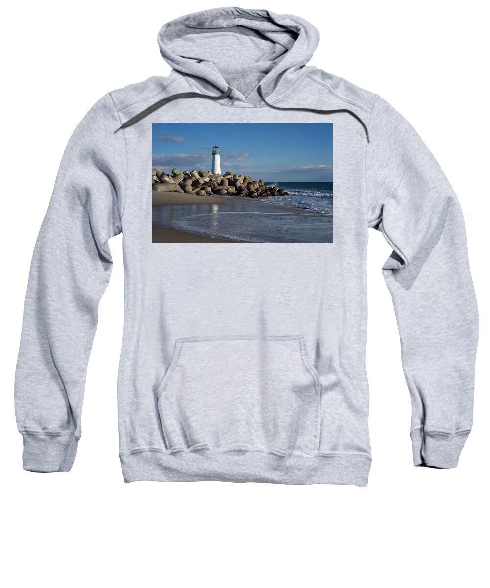 Lighthouse Sweatshirt featuring the photograph Santa Cruz Harbor by Weir Here And There