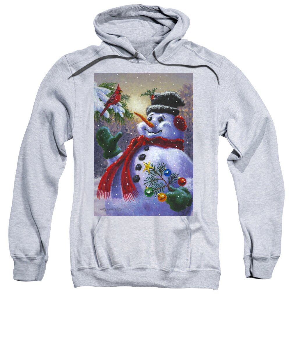 Snowman Sweatshirt featuring the painting Seasons Greetings by Richard De Wolfe