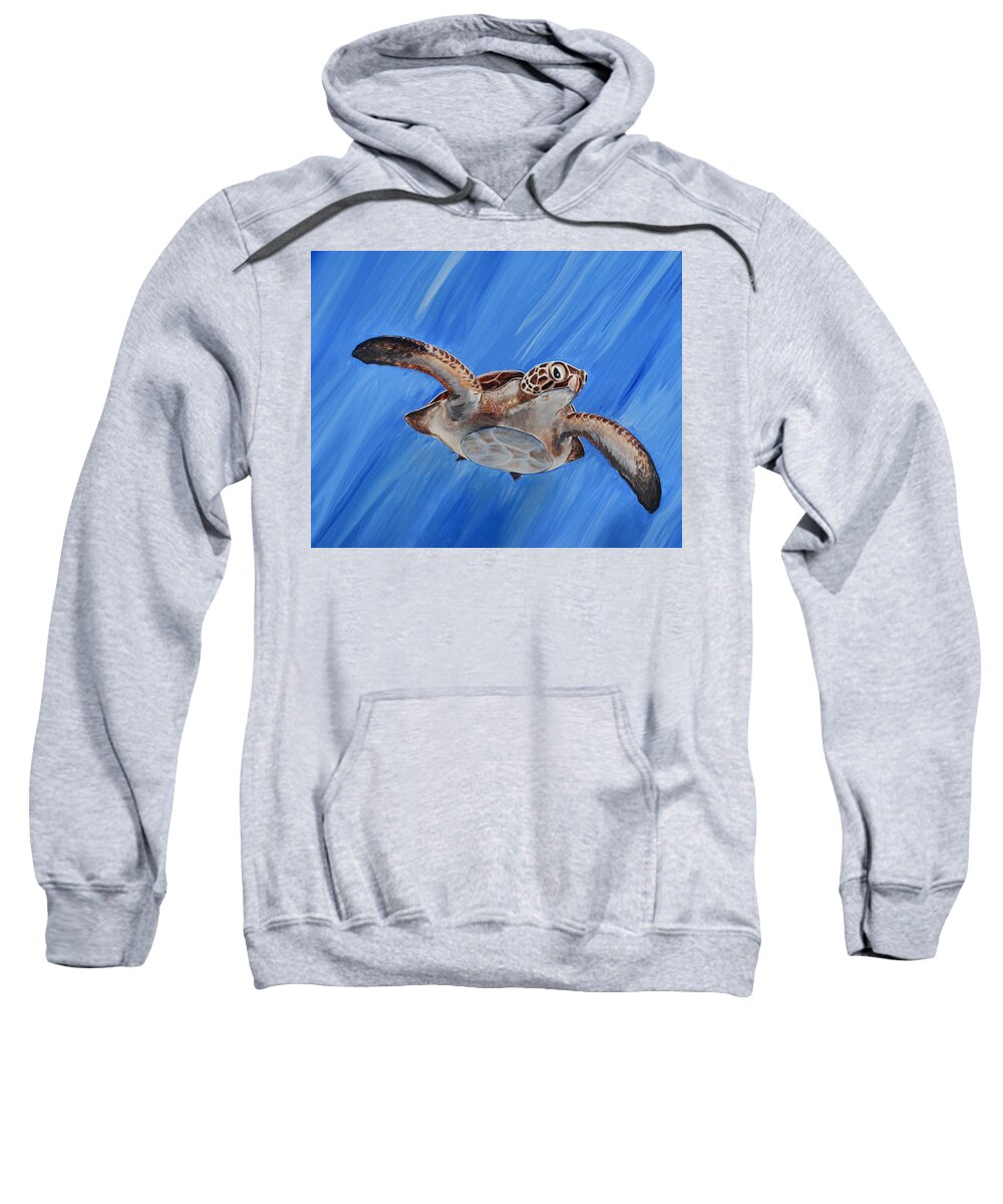 Seaturtle Sweatshirt featuring the painting Seaturtle by Steve Ozment