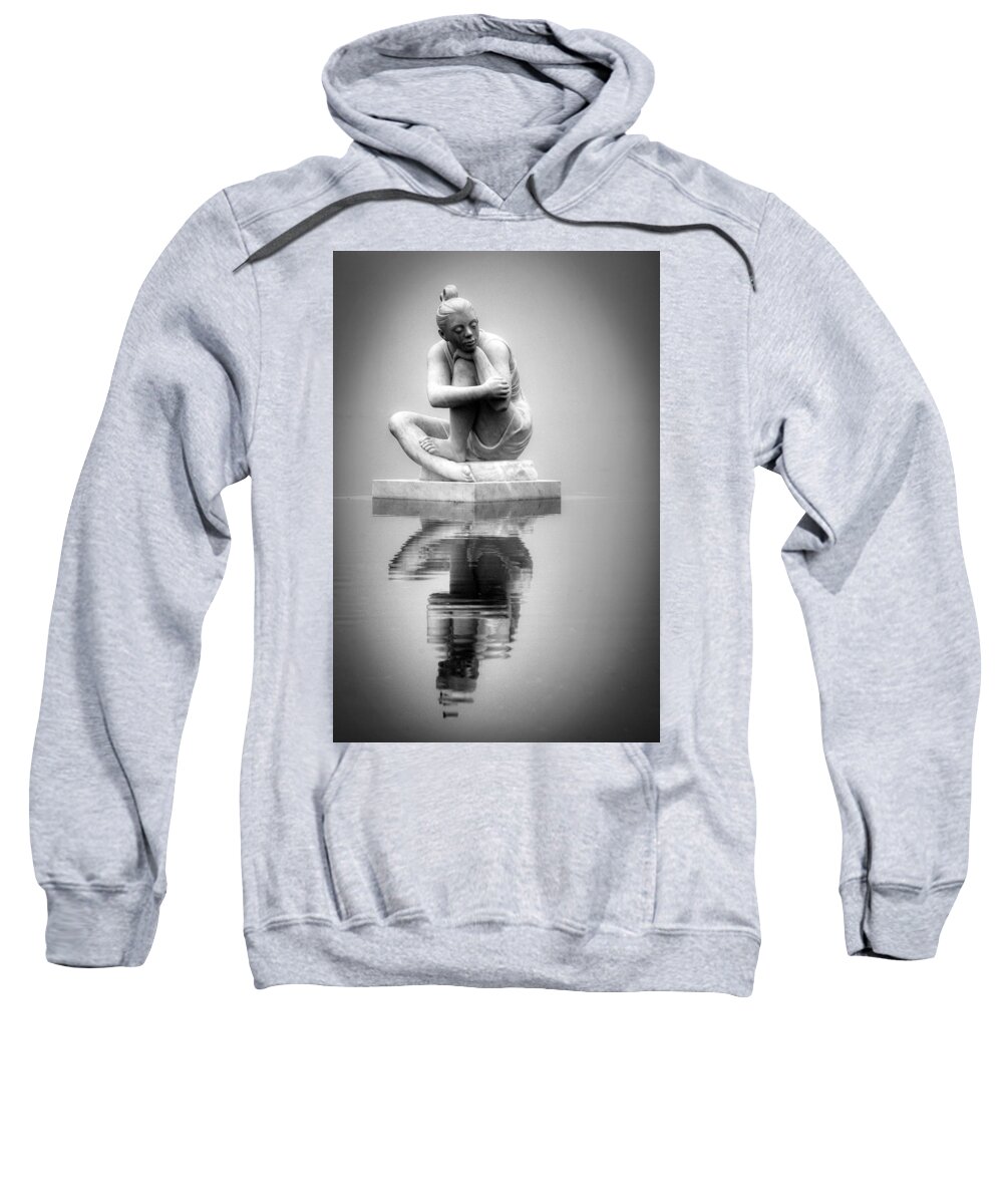 Kettle Pond Sweatshirt featuring the photograph Selene Moon Goddess Black and White by Jerry Gammon