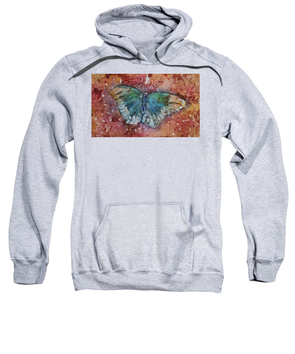 Butterfly Sweatshirt featuring the painting Shimmer wings by Ruth Kamenev