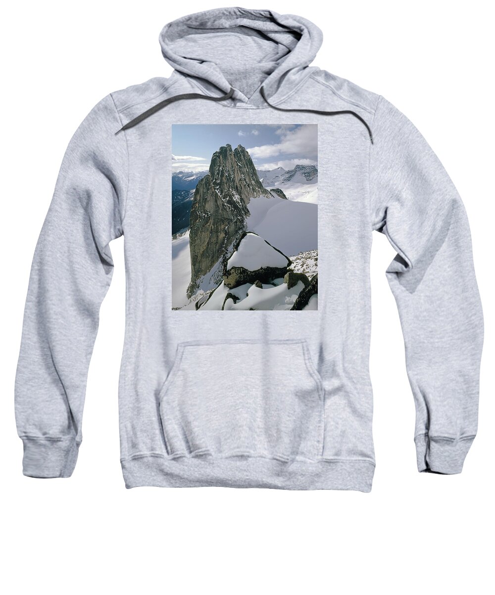 Snowpatch Spire Sweatshirt featuring the photograph 1M2714-Snowpatch Spire Seen from Bugaboo Spire by Ed Cooper Photography