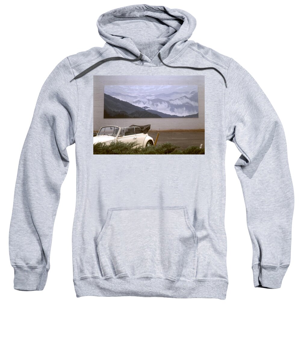 Mural Sweatshirt featuring the painting Spirit of the Air shown with car by Blue Sky