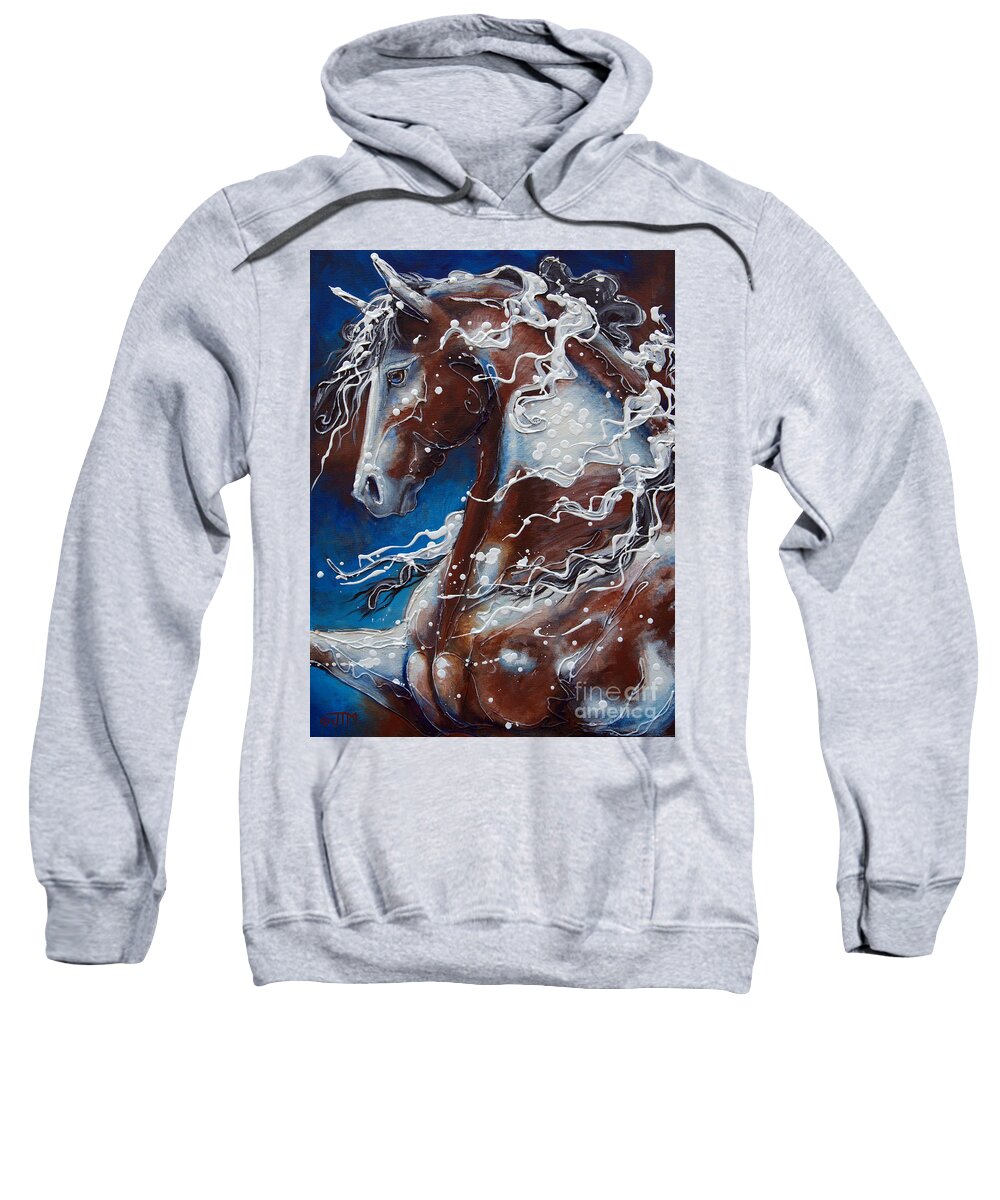 Horse Sweatshirt featuring the painting Splish Splashed my Paint by Jonelle T McCoy