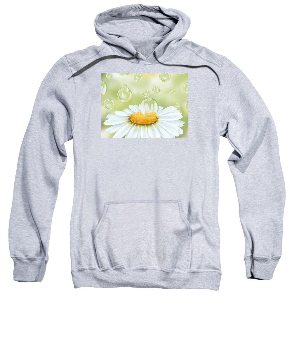 Daisy Sweatshirt featuring the painting Spring bubble by Veronica Minozzi