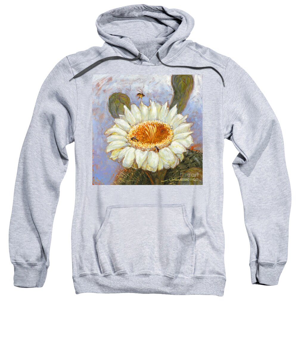 Saguaro Sweatshirt featuring the painting Spring Trio by Randy Wollenmann