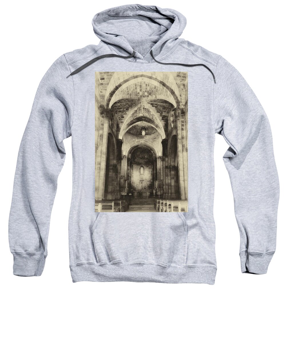 Israel Sweatshirt featuring the photograph St. Anne's Church Jerusalem Antiqued by Mark Fuller
