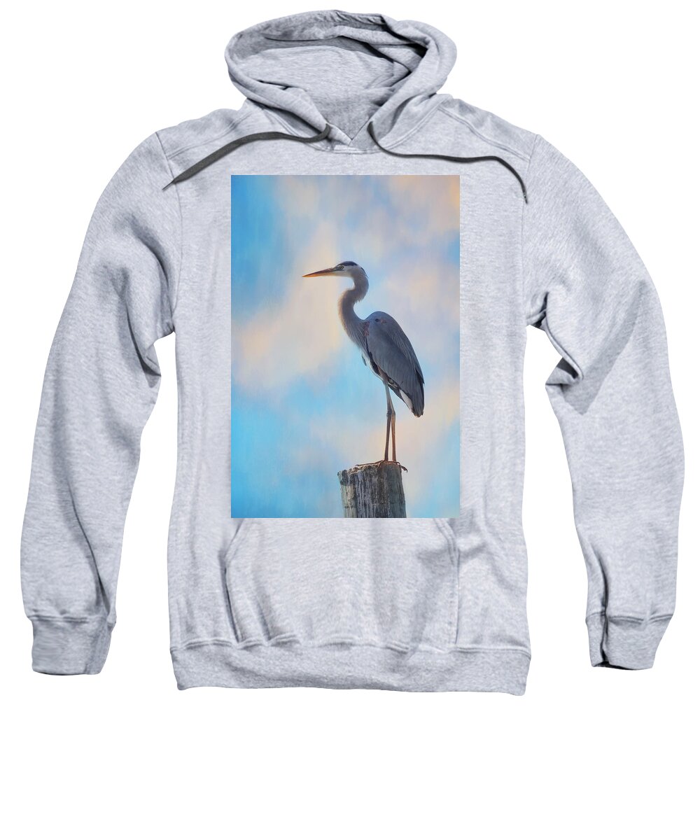 Great Blue Heron Sweatshirt featuring the photograph Standing Tall by Kim Hojnacki
