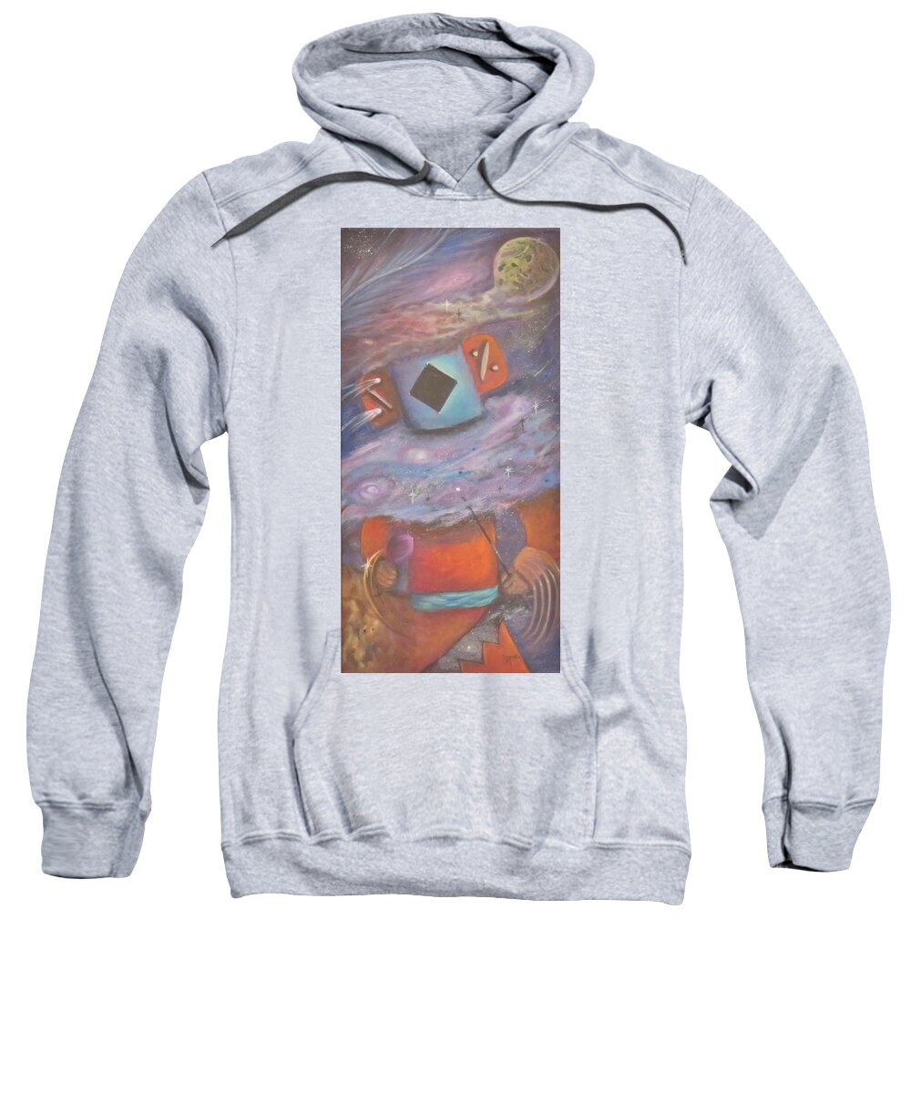 Kachina Sweatshirt featuring the painting Star Kachina by Sherry Strong