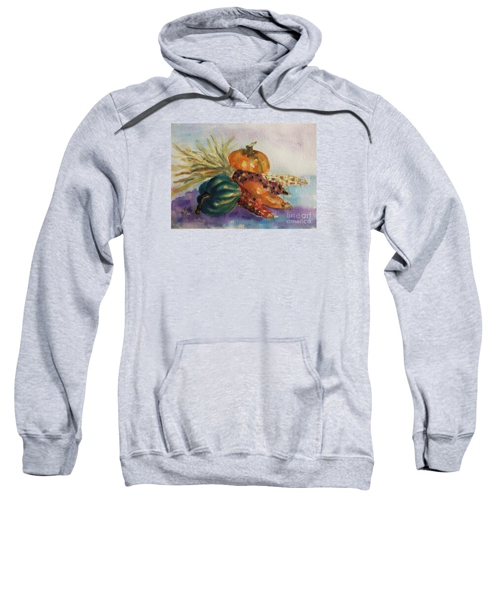 Still Life Sweatshirt featuring the painting Still Life with Indian Corn by Ellen Levinson