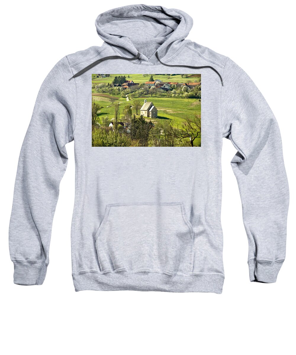 Croatia Sweatshirt featuring the photograph Stone made church in green nature by Brch Photography
