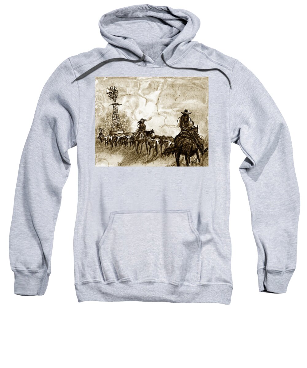Texas Sweatshirt featuring the drawing Strange Sky by Erich Grant