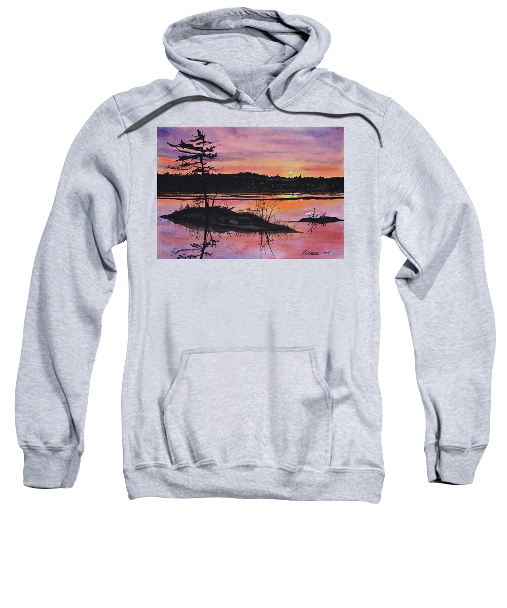 Sunrise Sweatshirt featuring the painting Sunrise on Merrymeeting Bay Maine by Kellie Chasse