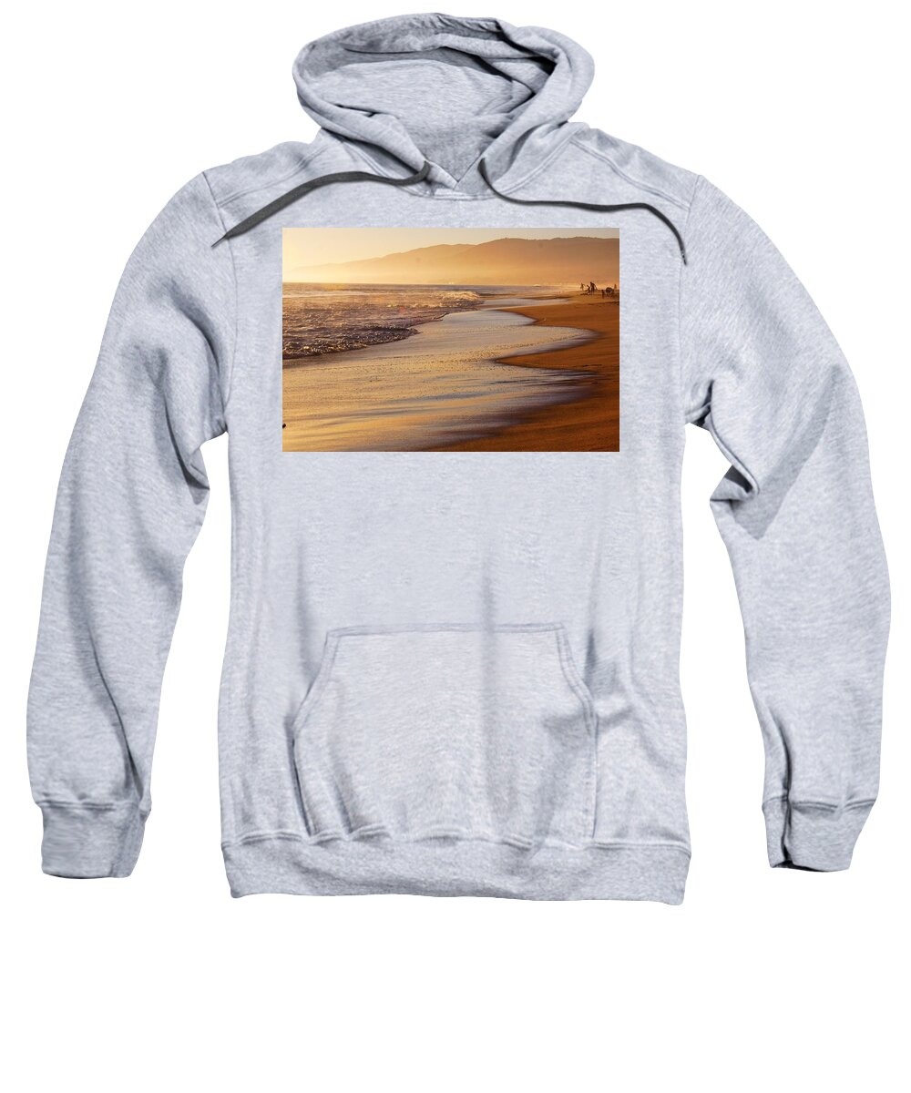 Beach Sweatshirt featuring the photograph Sunset on a Beach by Alexander Fedin