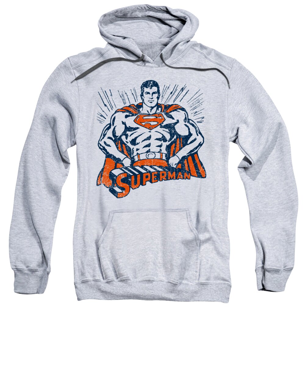  Sweatshirt featuring the digital art Superman - Vintage Stance by Brand A