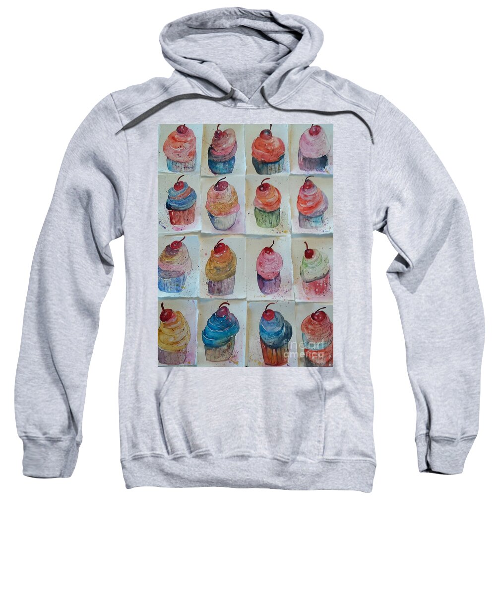 Cupcakes Sweatshirt featuring the painting Sweet Sixteen by Sherry Harradence