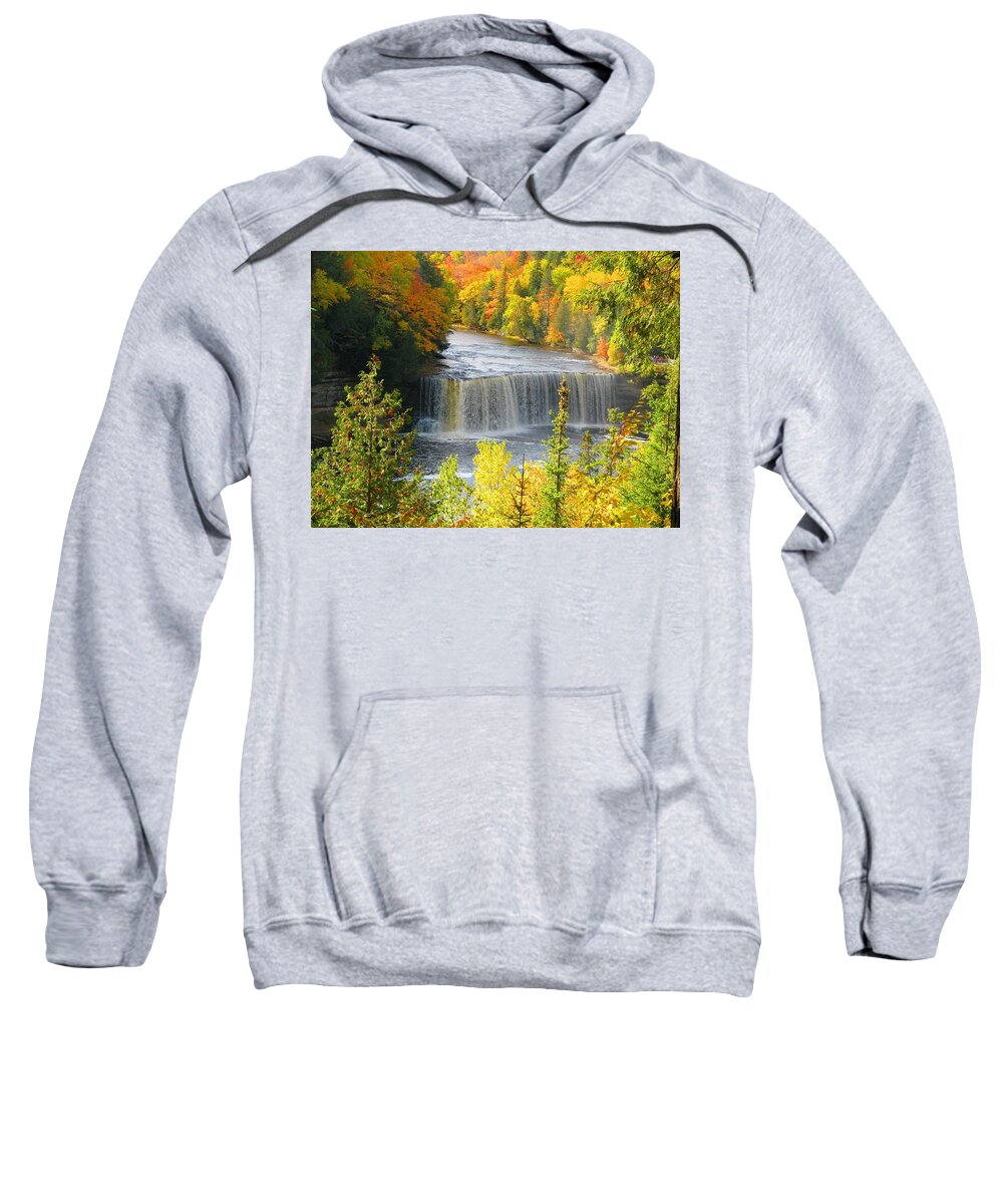 Waterfall Sweatshirt featuring the photograph Tahquamenon Falls in October by Keith Stokes
