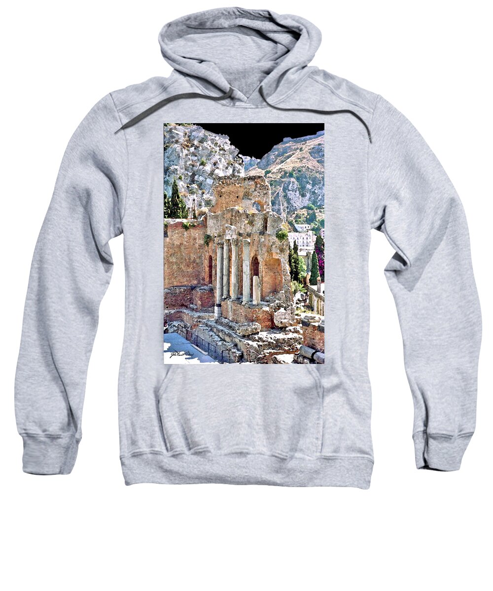 Taormina Sweatshirt featuring the digital art Taormina Amphitheater by John Vincent Palozzi