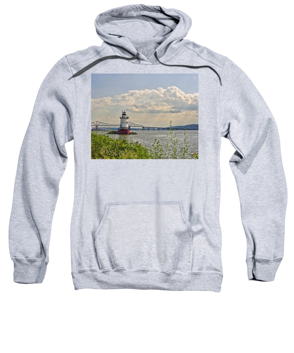 Tarrytown Lighthouse Sweatshirt featuring the photograph Tarrytown Lighthouse and Tappan Zee Bridge Sleepy Hollow NY by Marianne Campolongo