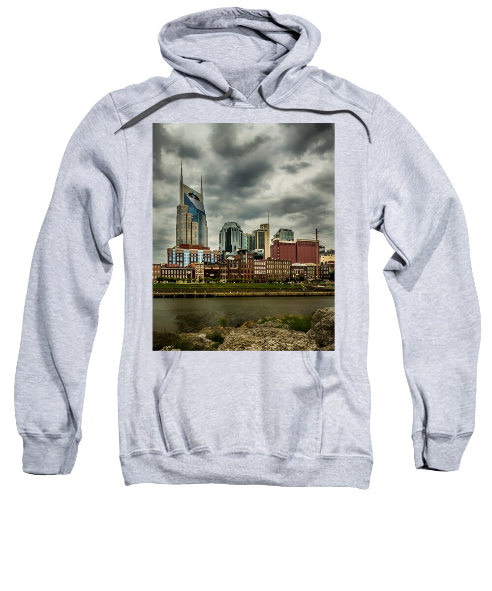 Cumberland Sweatshirt featuring the photograph Tennessee - Nashville from across the Cumberland River by Ron Pate
