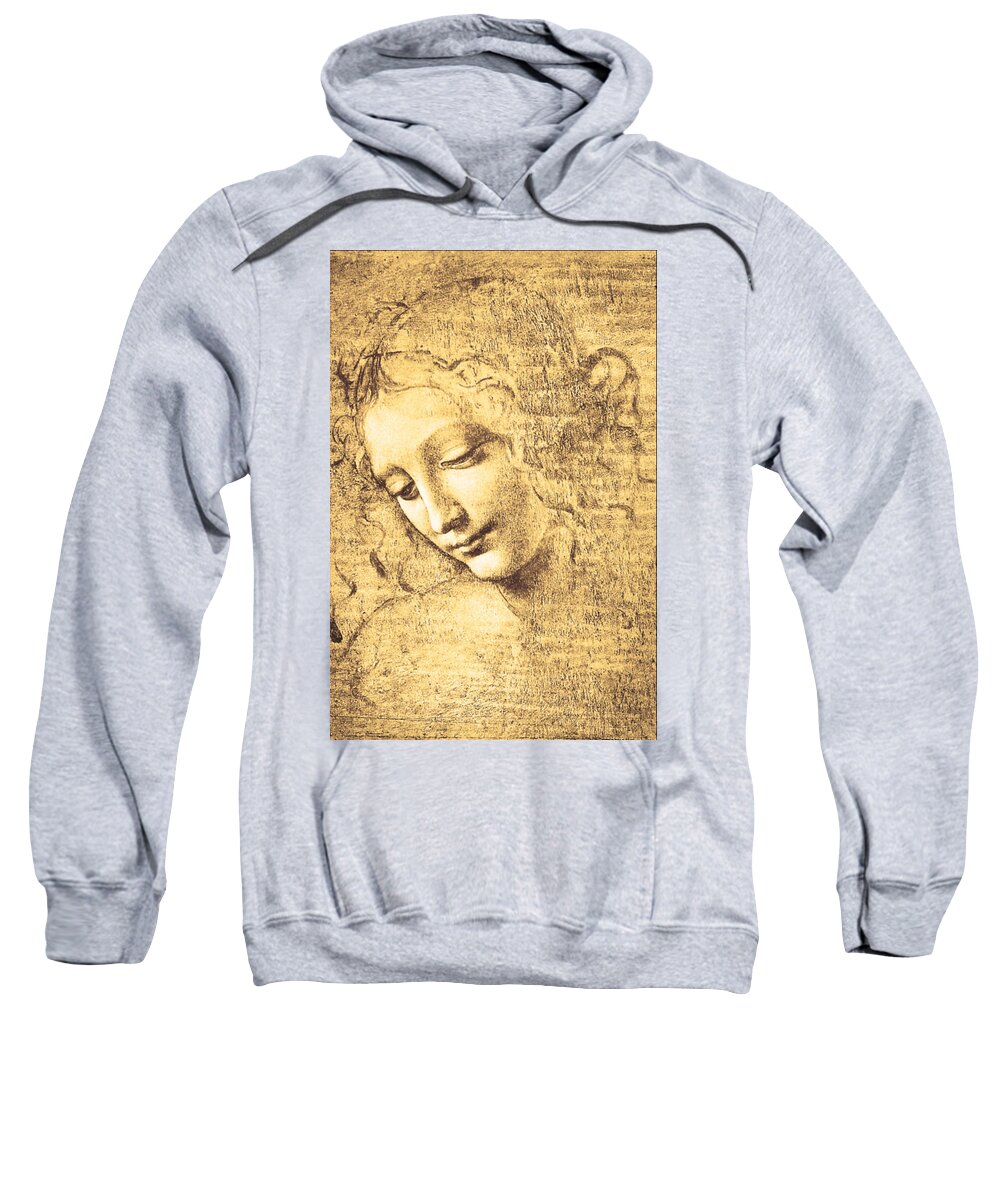 Leonardo Da Vinci Sweatshirt featuring the painting Testa di fanciulla detta la scapigliata by Leonardo Da Vinci