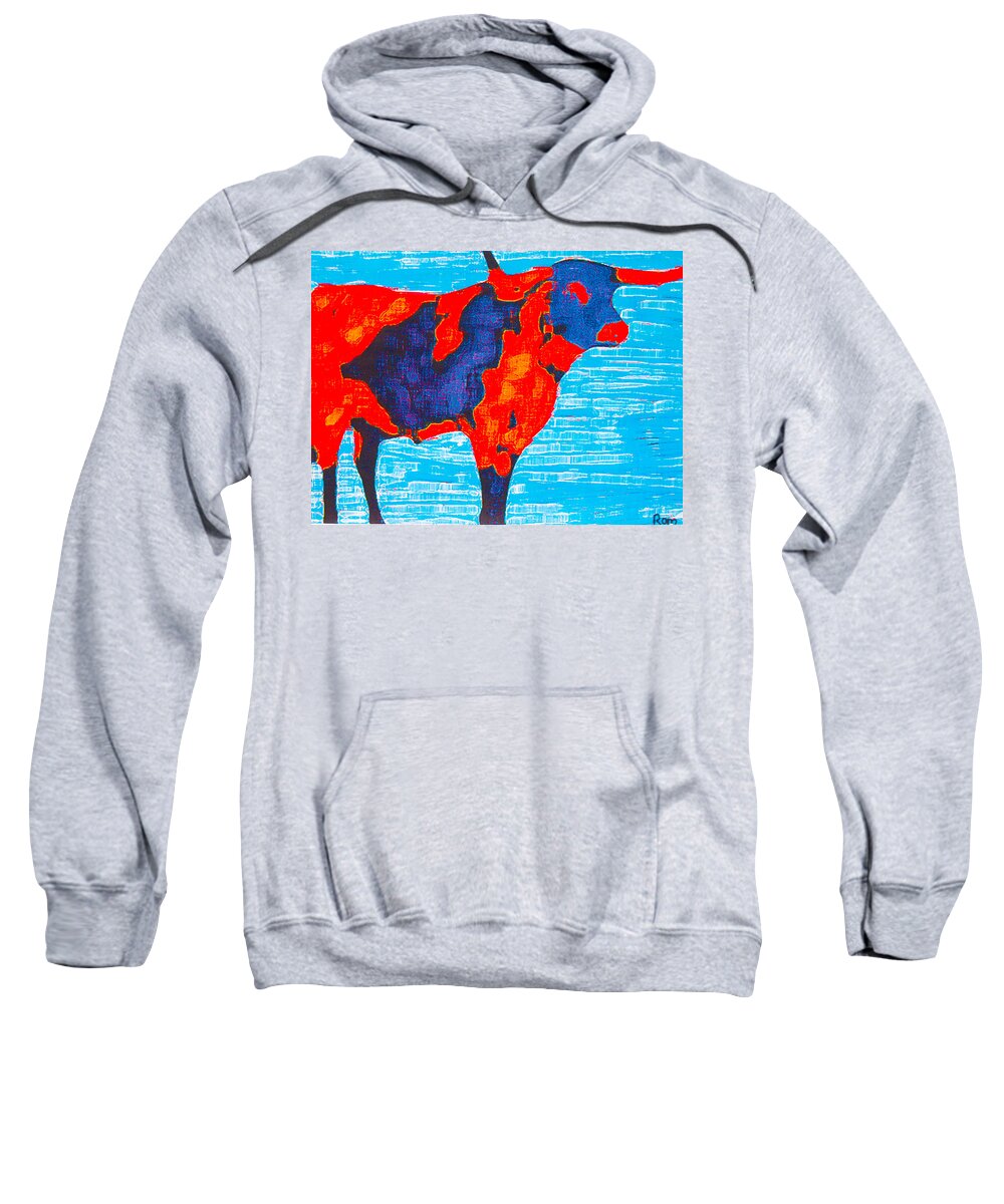 Cows Sweatshirt featuring the painting Texan Longhorn by Robert Margetts