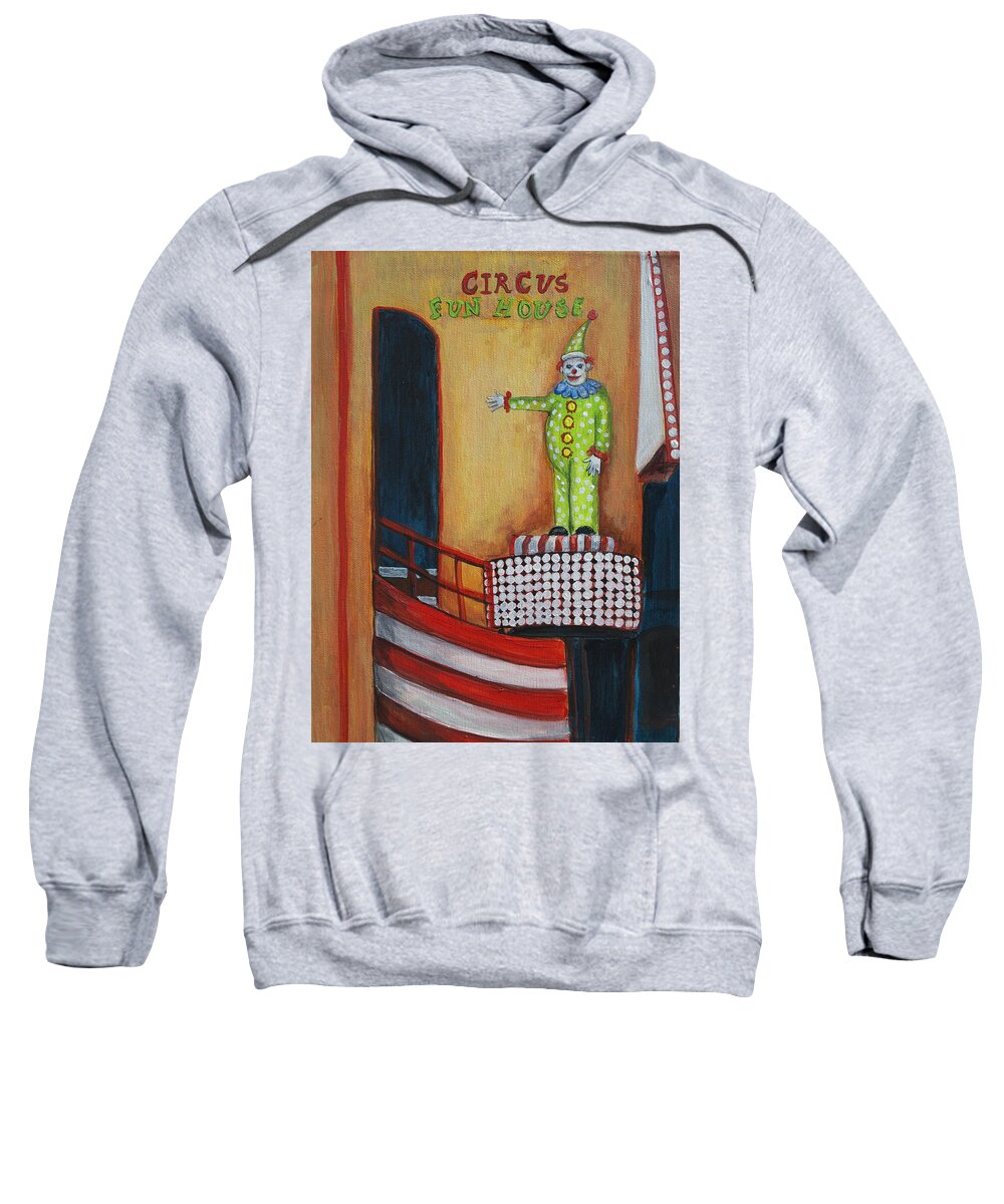 Asbury Art Sweatshirt featuring the painting The Circus Fun House by Patricia Arroyo