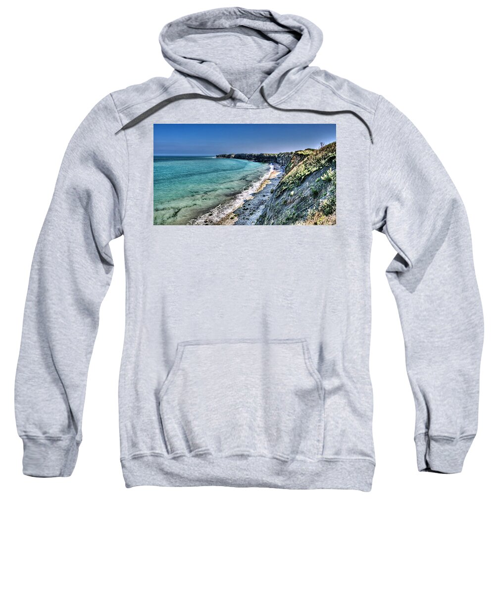 Pointe Du Hoc Sweatshirt featuring the photograph The Cliffs of Pointe du Hoc by Weston Westmoreland