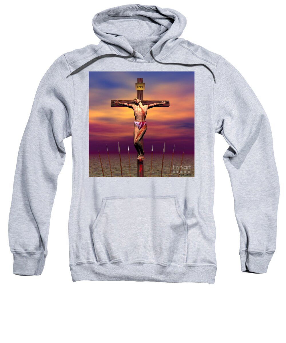 Figures Sweatshirt featuring the digital art The Crucifixion by Walter Neal