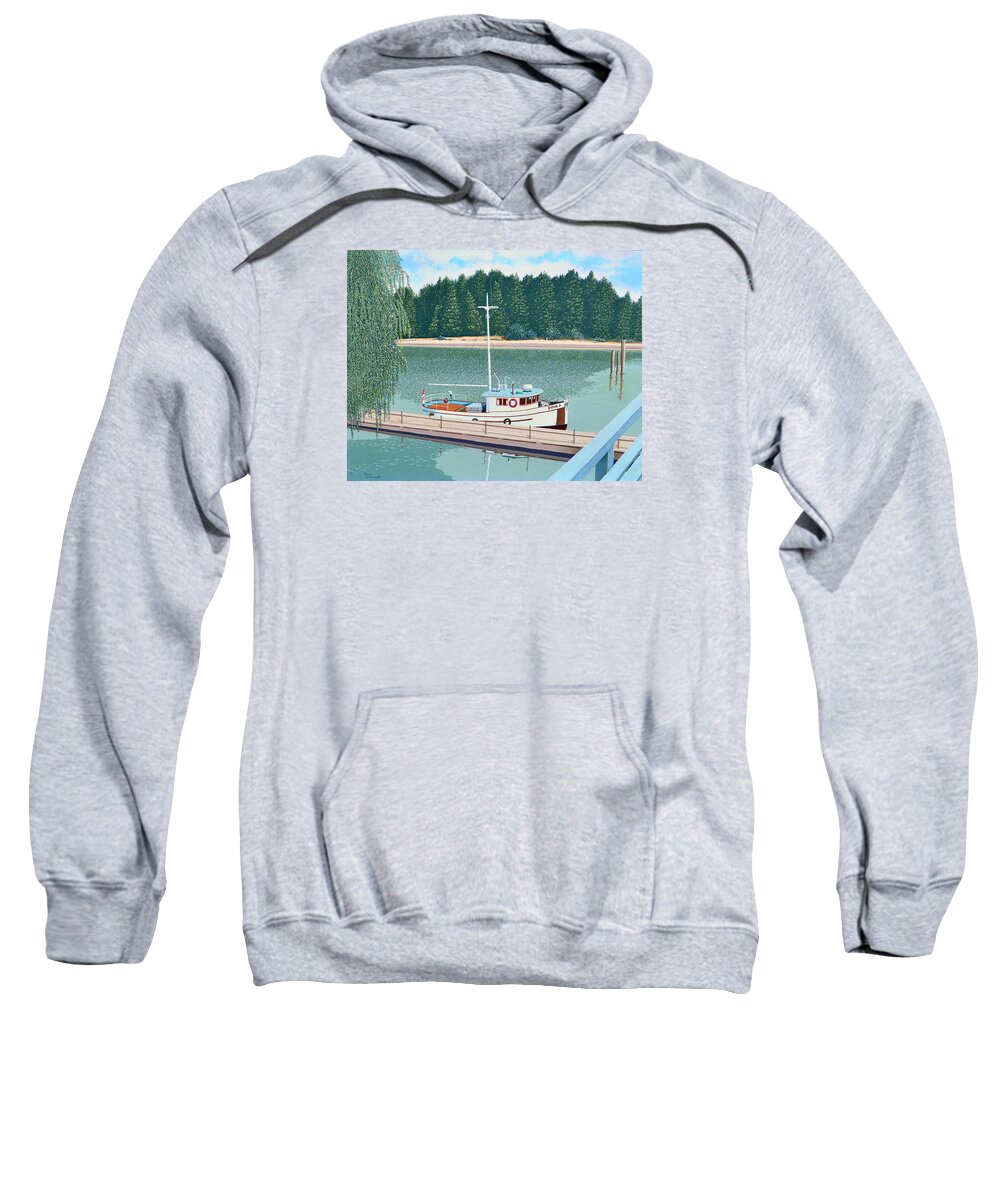 Gulvik Sweatshirt featuring the painting The converted fishing trawler Gulvik by Gary Giacomelli