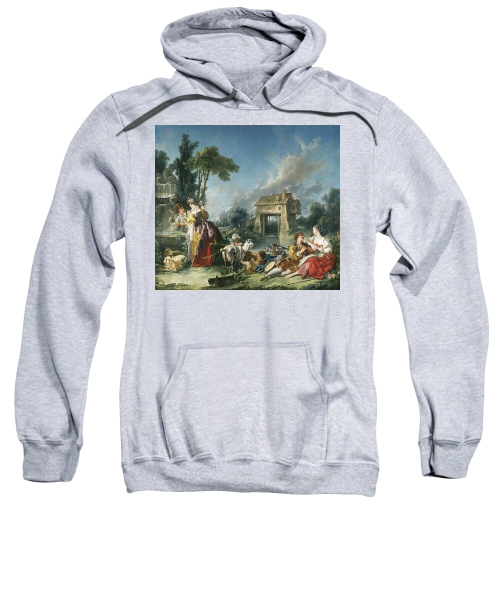 Boucher Sweatshirt featuring the painting The Fountain of Love by Francois Boucher