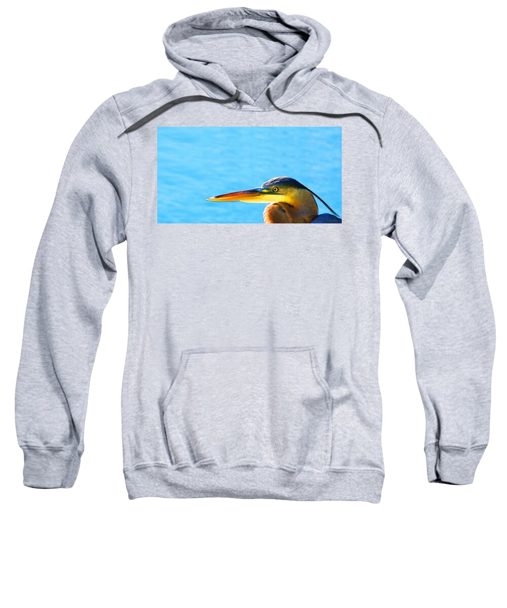 Bird Sweatshirt featuring the painting The Great One - Blue Heron By Sharon Cummings by Sharon Cummings