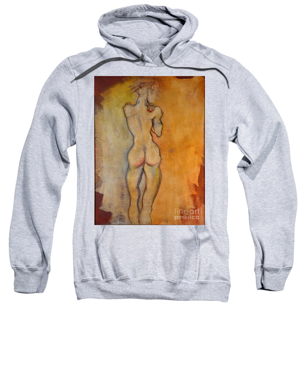 Female Nude Sweatshirt featuring the painting The Last of the Three Wise Men by Carolyn Weltman