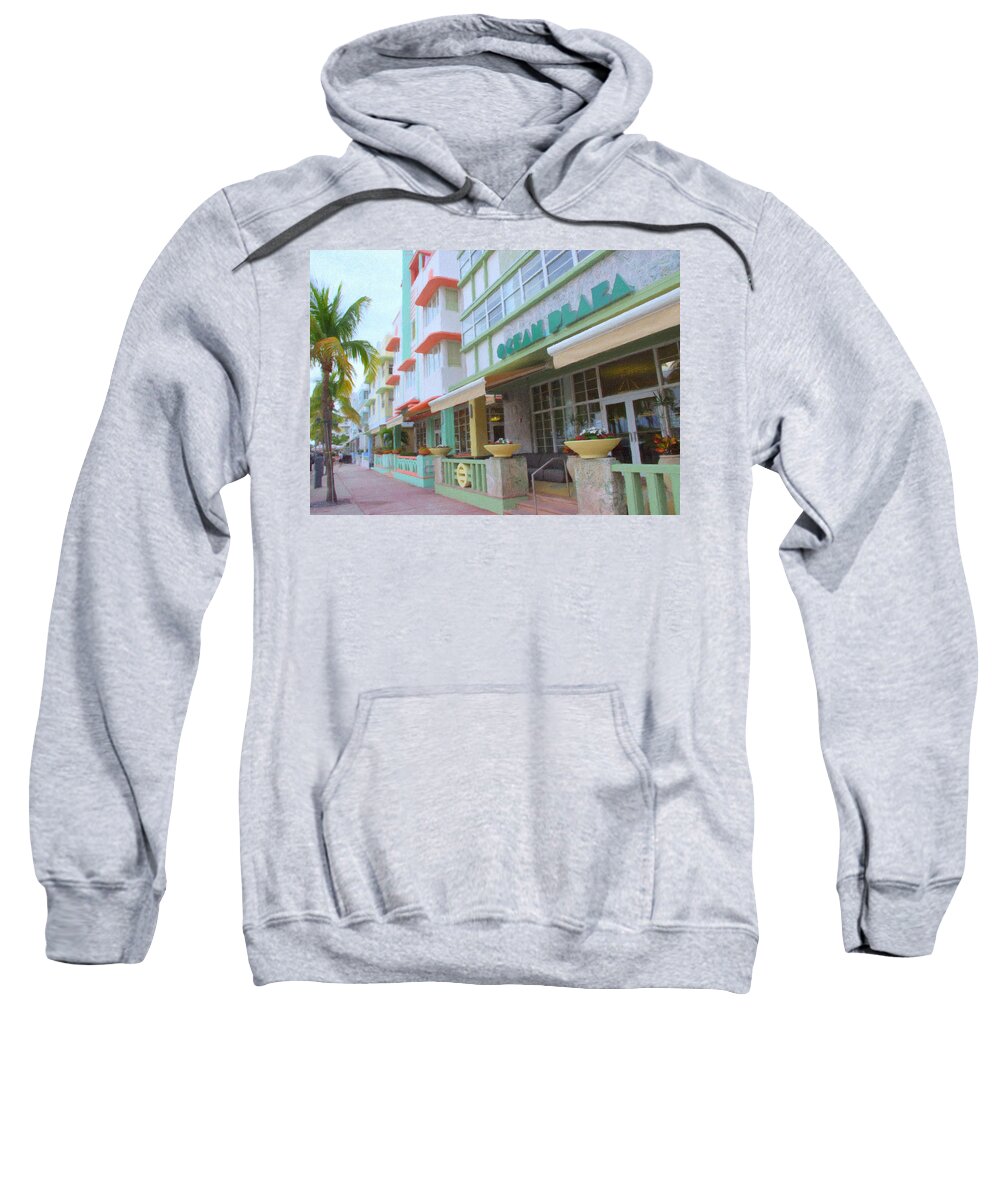 Art Deco Sweatshirt featuring the photograph The Ocean Plaza Hotel by Tom Reynen