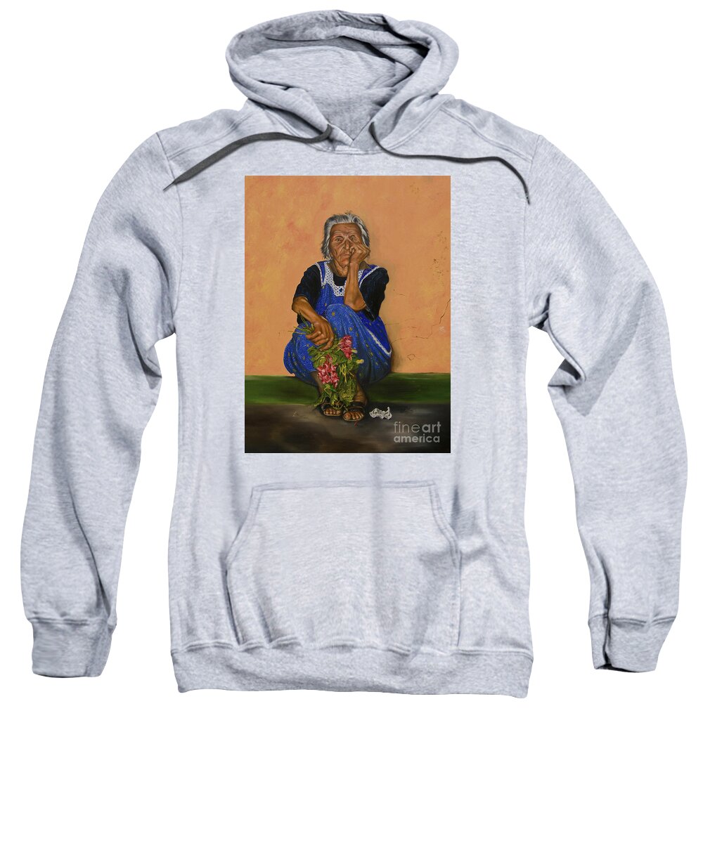Flower Seller Sweatshirt featuring the painting The Parga Flower Seller by James Lavott