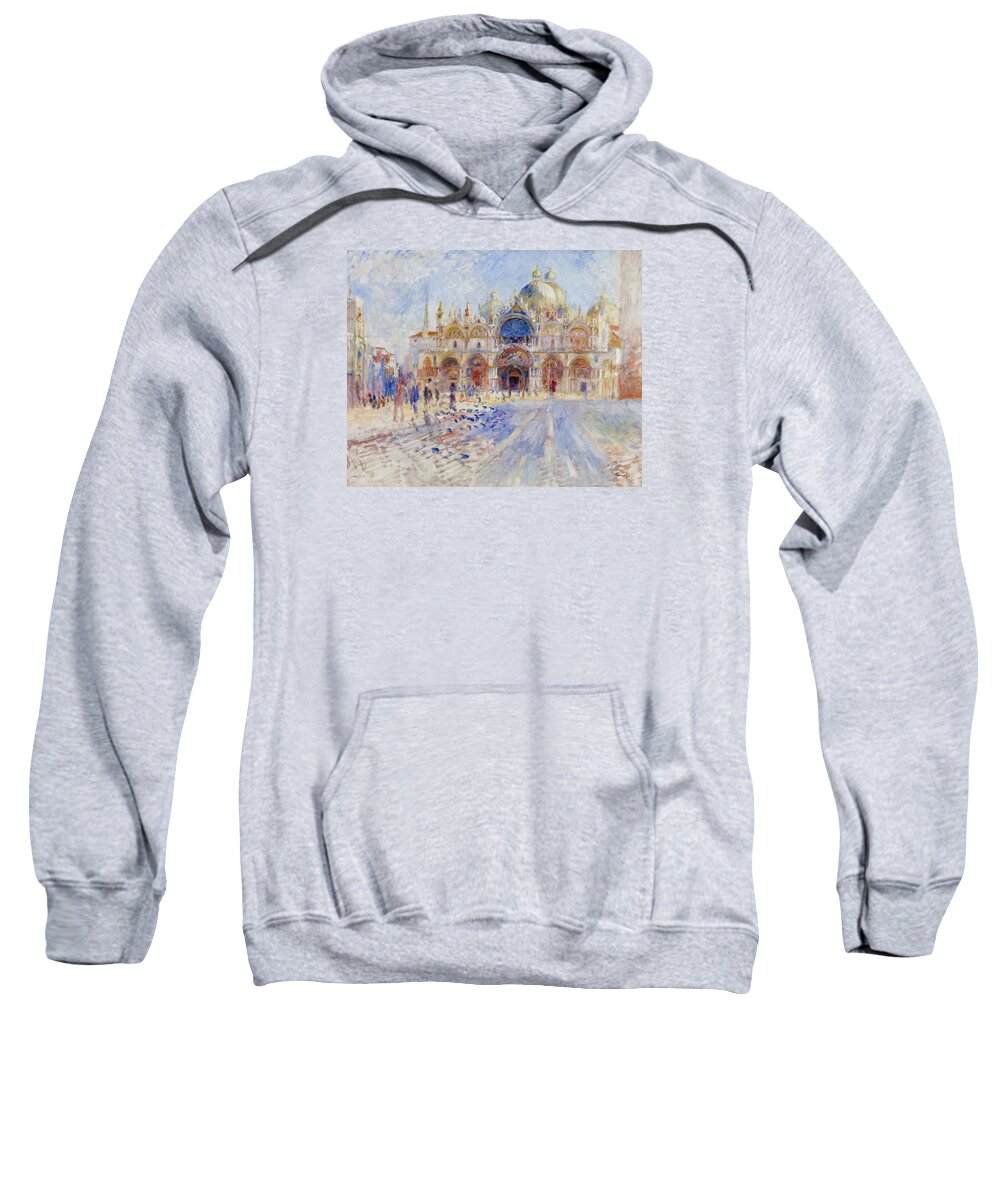 Pierre Auguste Renoir Sweatshirt featuring the painting The Piazza San Marco by Pierre Auguste Renoir