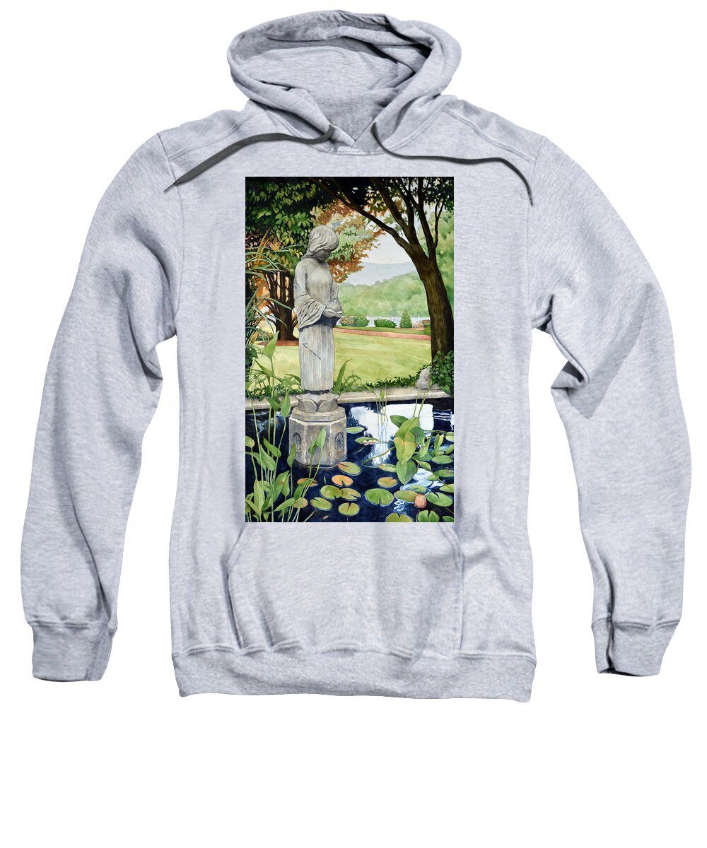Watercolor Sweatshirt featuring the painting The Praying Pond by Mick Williams