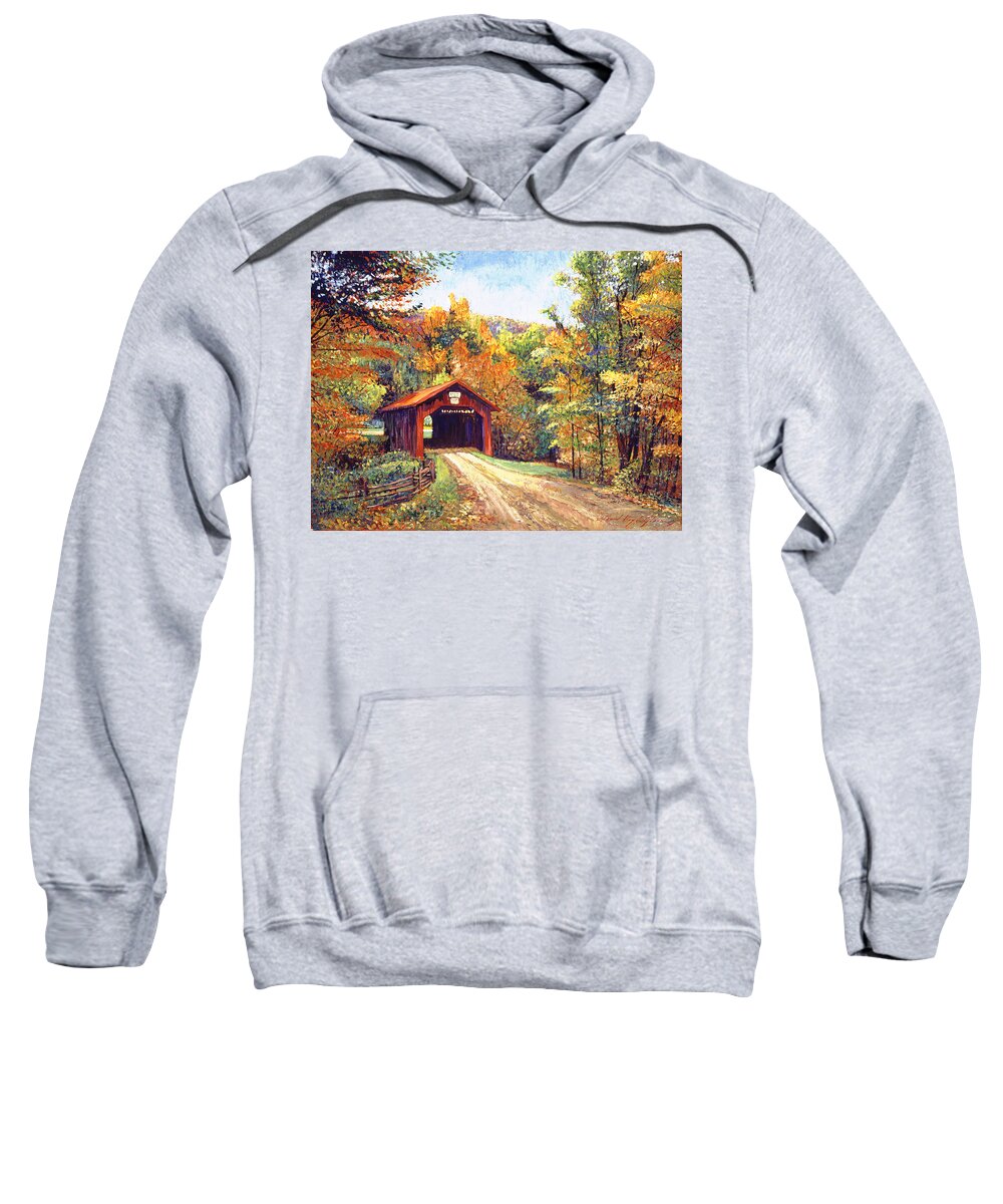 #faatoppicks Sweatshirt featuring the painting The Red Covered Bridge by David Lloyd Glover