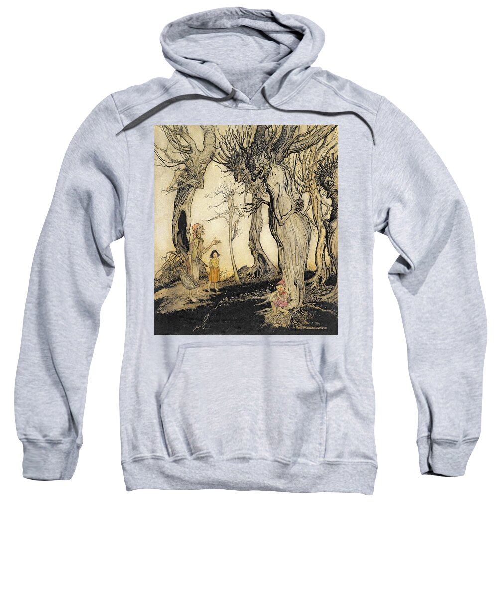 Fairy Tale Sweatshirt featuring the drawing The Trees And The Axe, From Aesops by Arthur Rackham