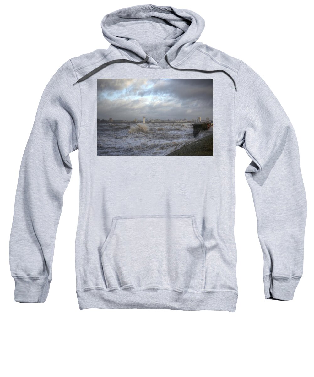 Lighthouse Sweatshirt featuring the photograph The Wild Mersey 2 by Spikey Mouse Photography