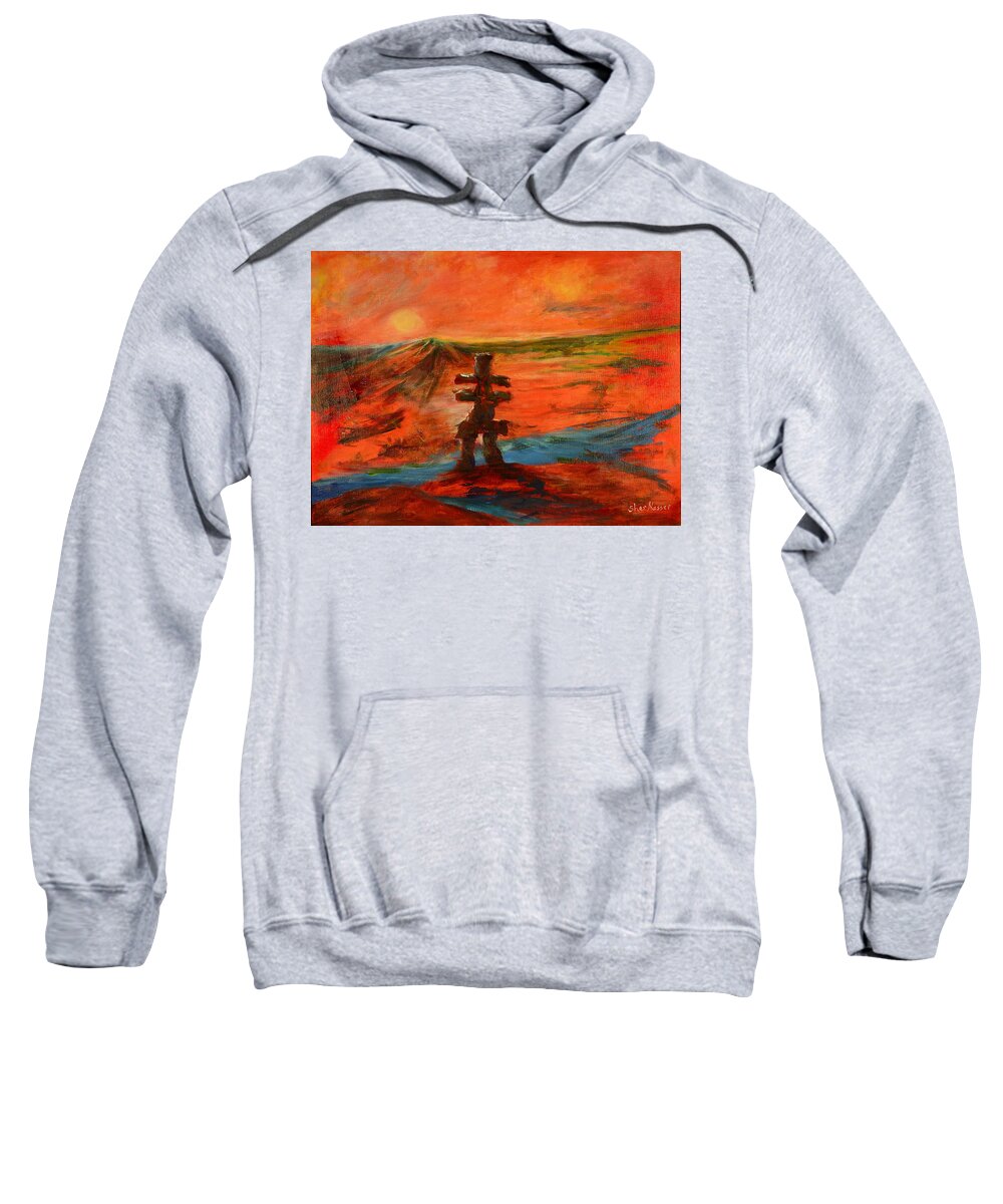 Abstract Art Sweatshirt featuring the painting Top Of The World by Sher Nasser