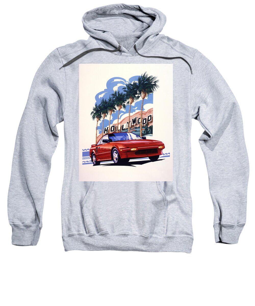 Airbrush Illustration Sweatshirt featuring the painting Toyota MR2 Hollywood Hills by Garth Glazier