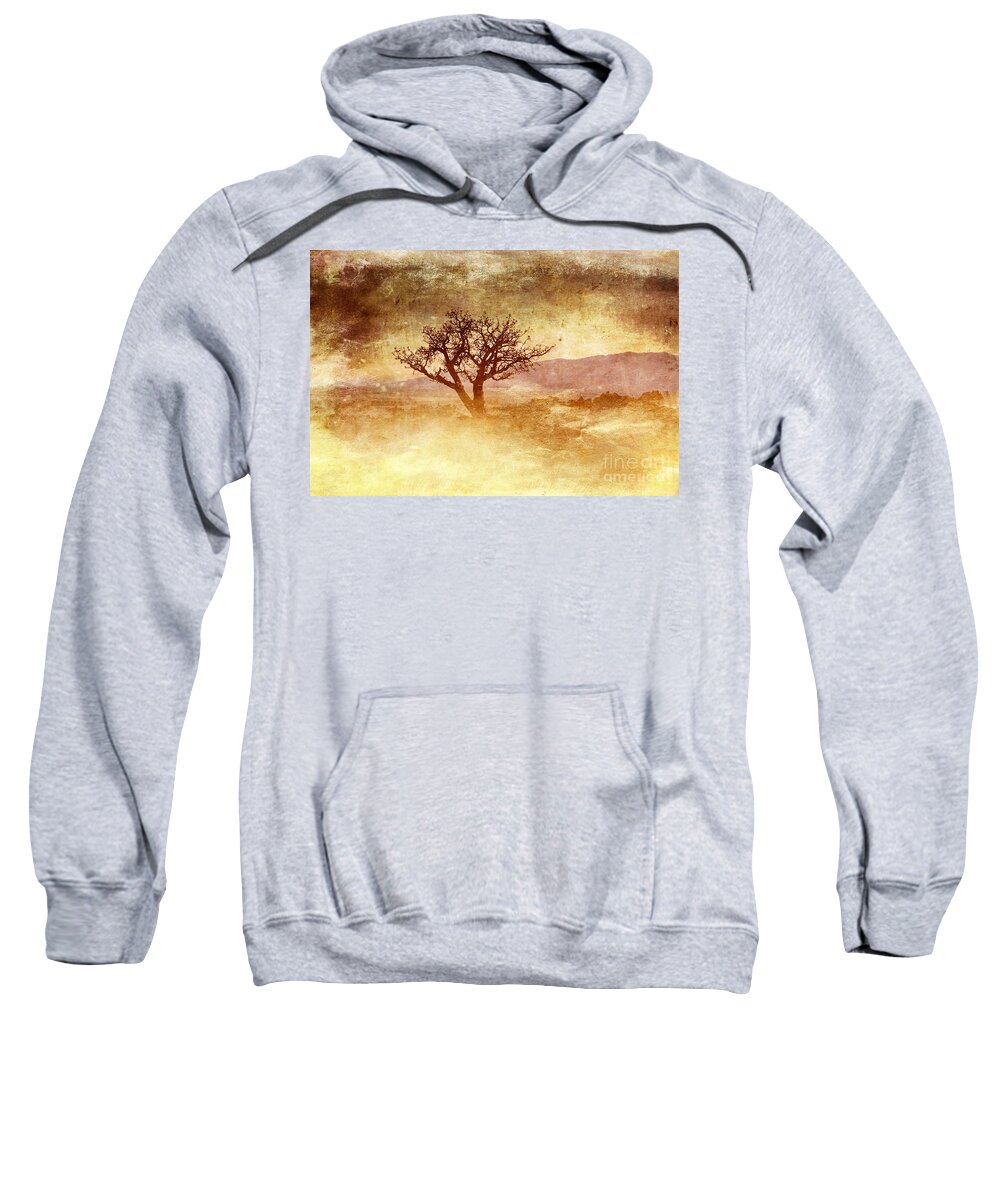 Yellow Sweatshirt featuring the photograph Tree at Dusk in Waikoloa 2 by Ellen Cotton